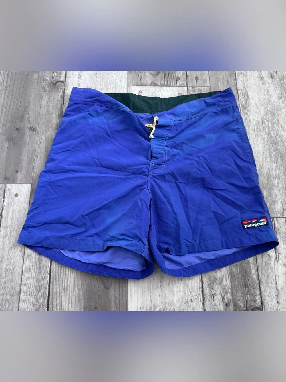 VTG Patagonia Baggies Shorts Men's 35 Blue Nylon Swim Hiking Summer 90s Fading 5